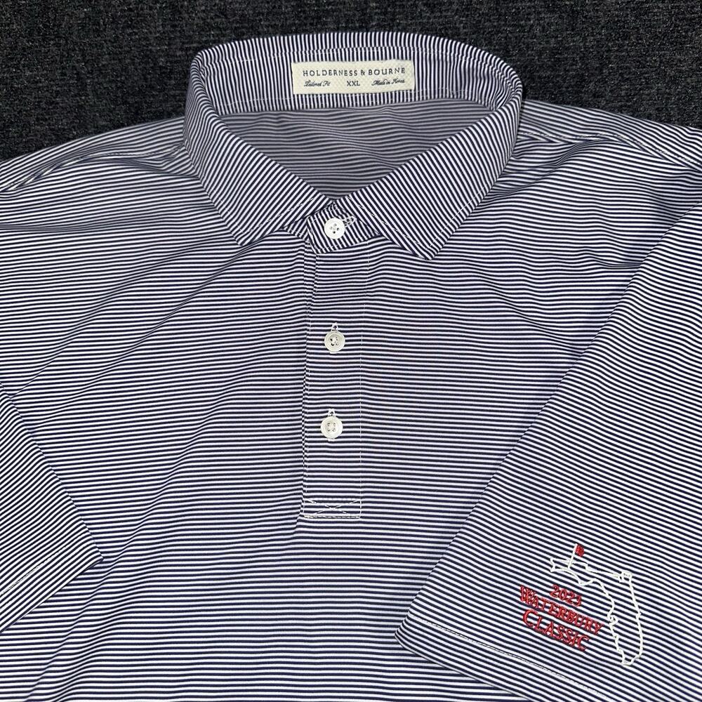 Holderness & Bourne Mens XXL Tailored Fit Striped Polo 2023 Waterbury Classic